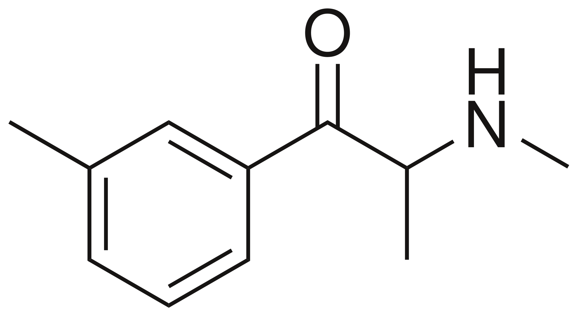 Skeletal Formula of 3-Methylmethcathinone, also known as 3-MMC and Metaphedrone, designer drug